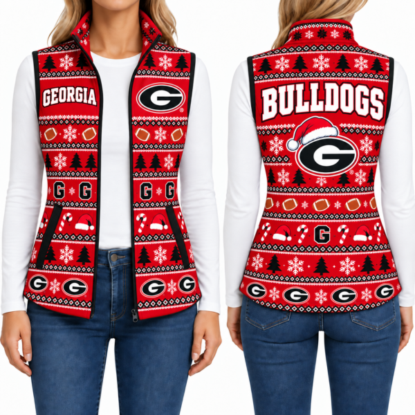 Georgia Bulldogs Christmas Women Sleevesless Fleece Jacket