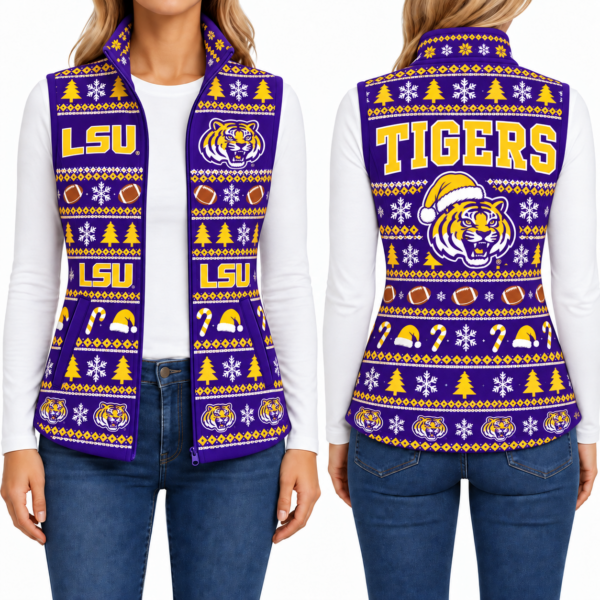 LSU Tigers Christmas Women Sleevesless Fleece Jacket