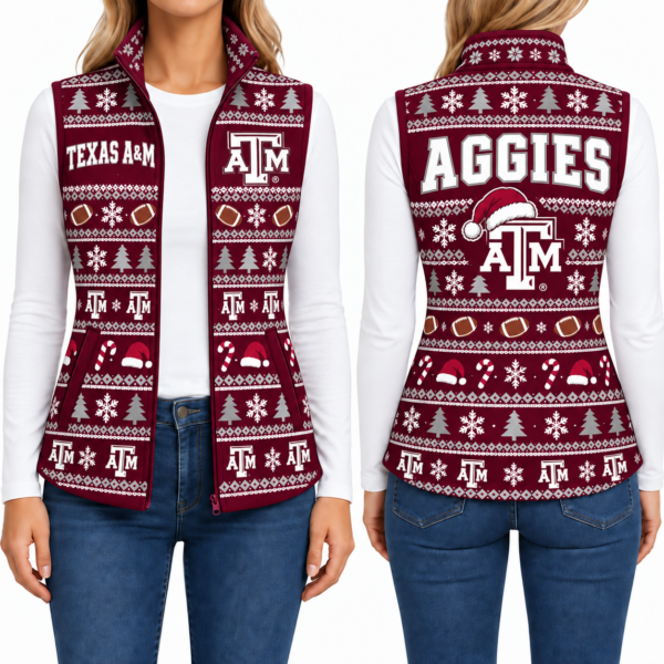 Texas A&M Aggies Christmas Women Sleevesless Fleece Jacket