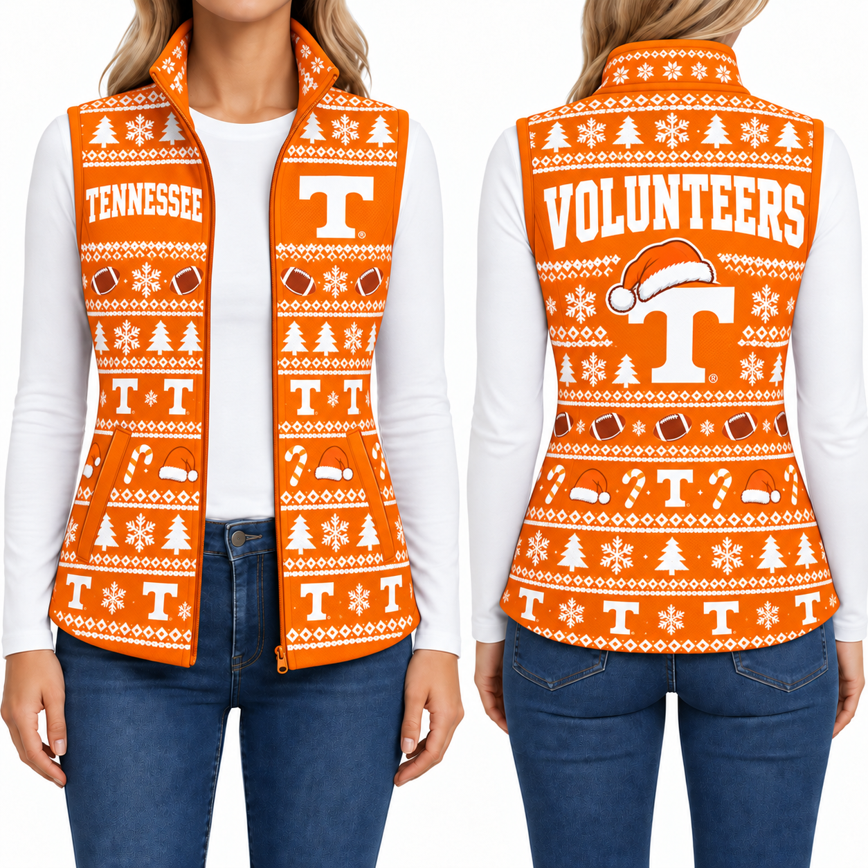 Tennessee Volunteers Christmas Women Sleevesless Fleece Jacket