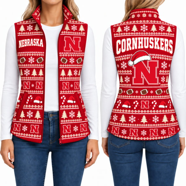 Nebraska Cornhuskers Christmas Women Sleevesless Fleece Jacket