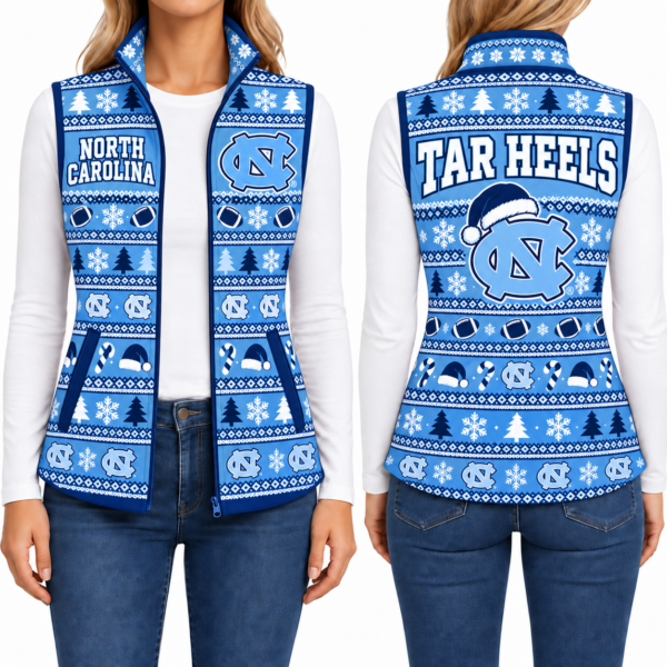 North Carolina Tar Heels Christmas Women Sleevesless Fleece Jacket
