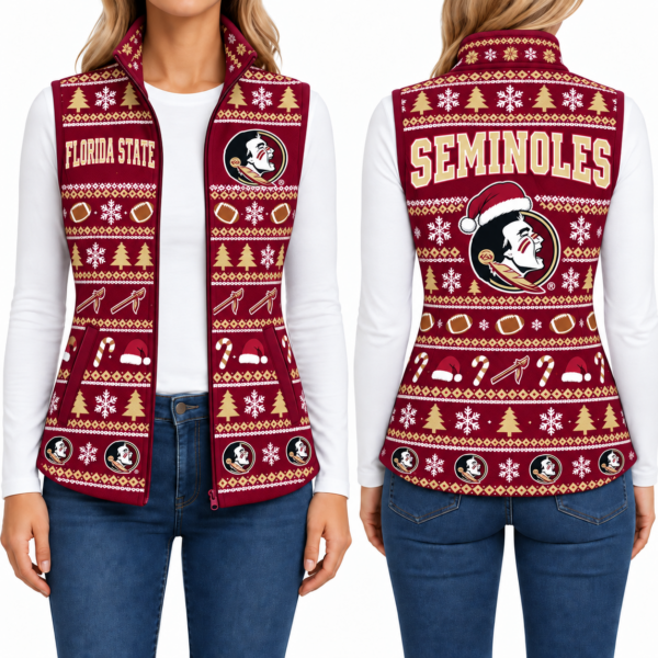 Florida State Seminoles Christmas Women Sleevesless Fleece Jacket