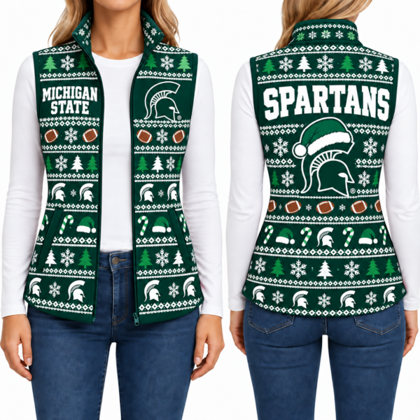 Michigan State Spartans Christmas Women Sleevesless Fleece Jacket