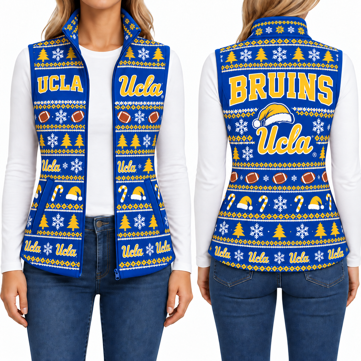 UCLA Bruins Christmas Women Sleevesless Fleece Jacket