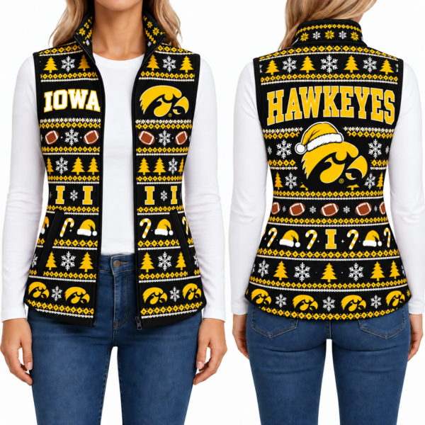 Iowa Hawkeyes Christmas Women Sleevesless Fleece Jacket