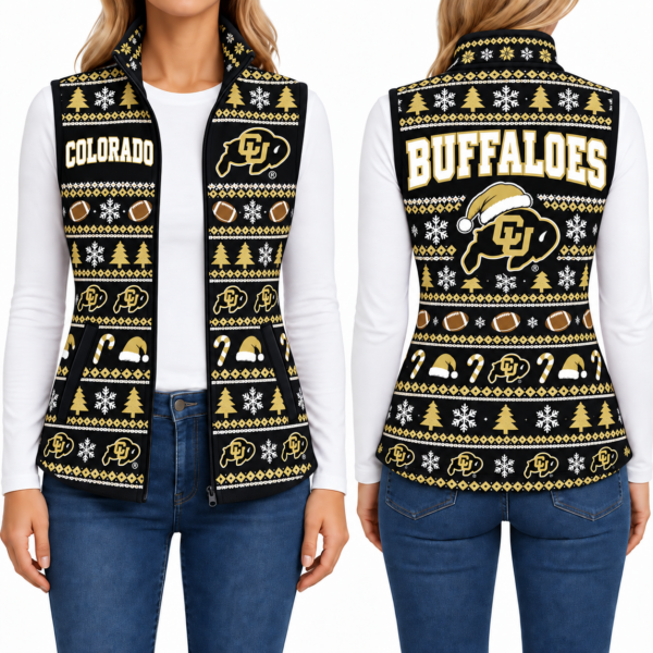 Colorado Buffaloes Christmas Women Sleevesless Fleece Jacket