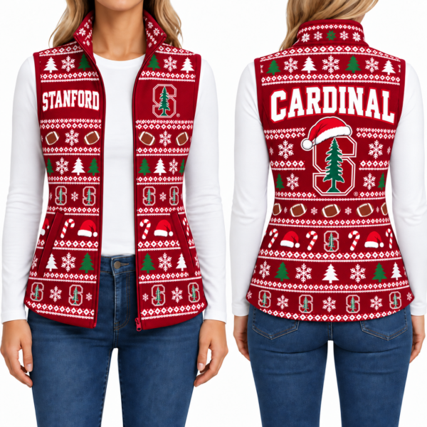 Stanford Cardinal Christmas Women Sleevesless Fleece Jacket