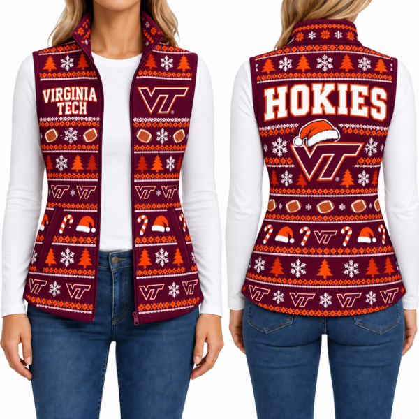 Virginia Tech Hokies Christmas Women Sleevesless Fleece Jacket