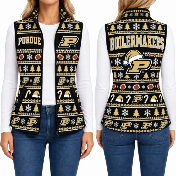 Purdue Boilermakers Christmas Women Sleevesless Fleece Jacket