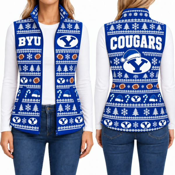 BYU Cougars Christmas Women Sleevesless Fleece Jacket
