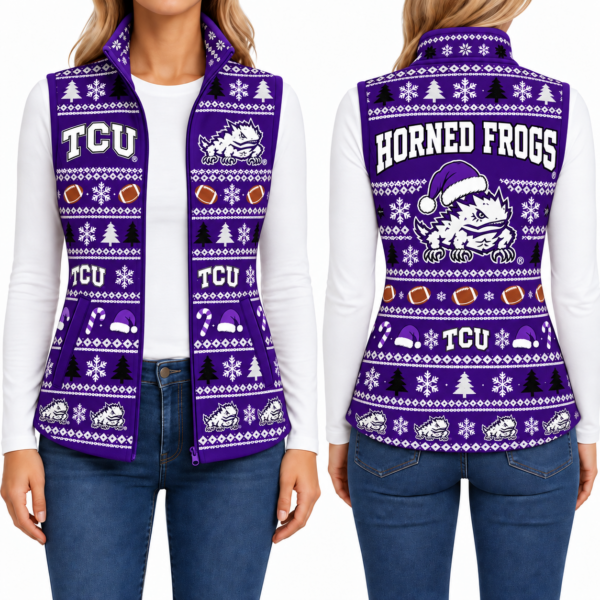 TCU Horned Frogs Christmas Women Sleevesless Fleece Jacket