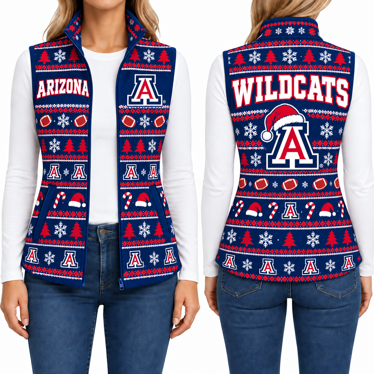 Arizona Wildcats Christmas Women Sleevesless Fleece Jacket