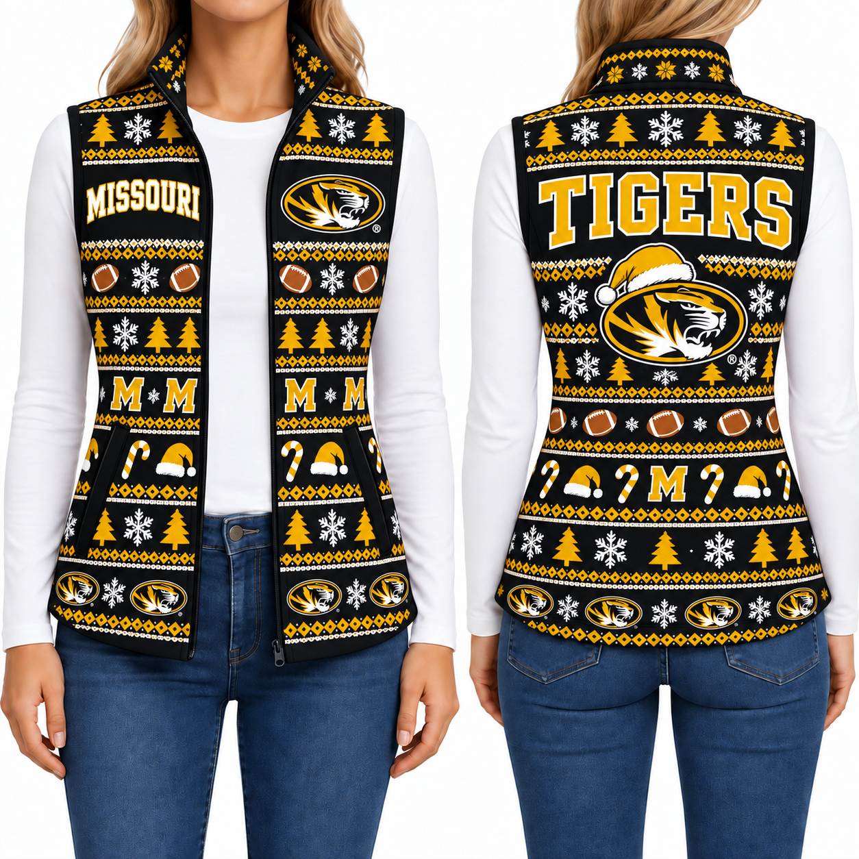 Missouri Tigers Christmas Women Sleevesless Fleece Jacket