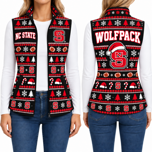 NC State Wolfpack Christmas Women Sleevesless Fleece Jacket