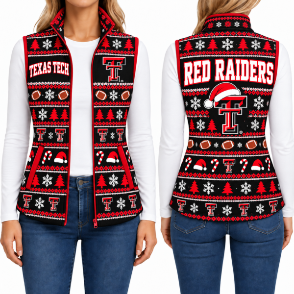 Texas Tech Red Raiders Christmas Women Sleevesless Fleece Jacket