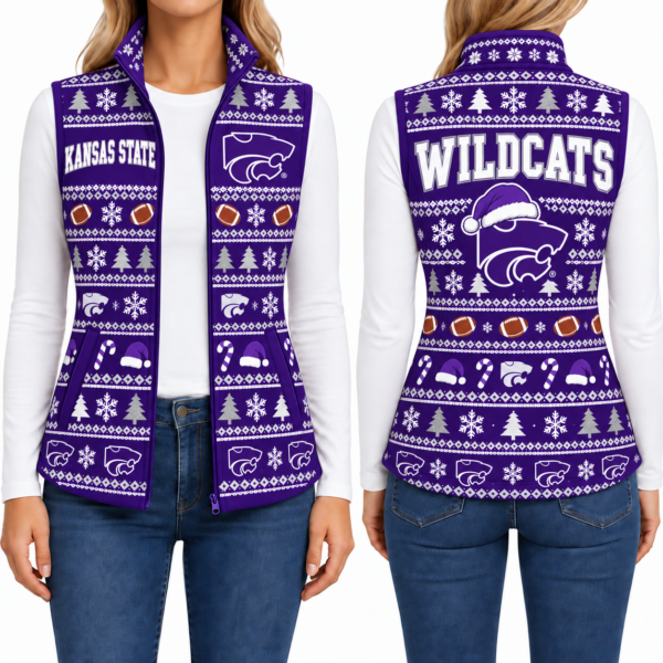 Kansas State Wildcats Christmas Women Sleevesless Fleece Jacket
