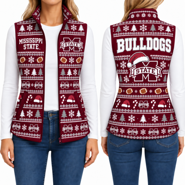 Mississippi State Bulldogs Christmas Women Sleevesless Fleece Jacket
