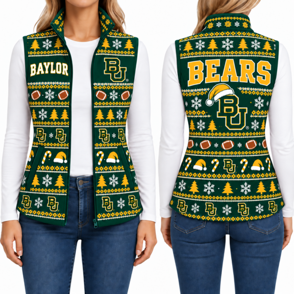Baylor Bears Christmas Women Sleevesless Fleece Jacket
