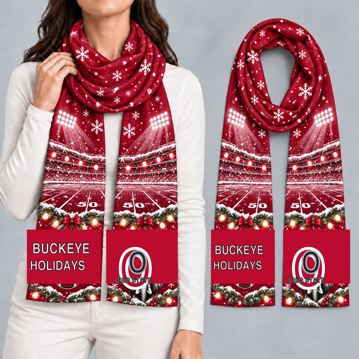 Ohio State Buckeyes Women Christmas Scarf