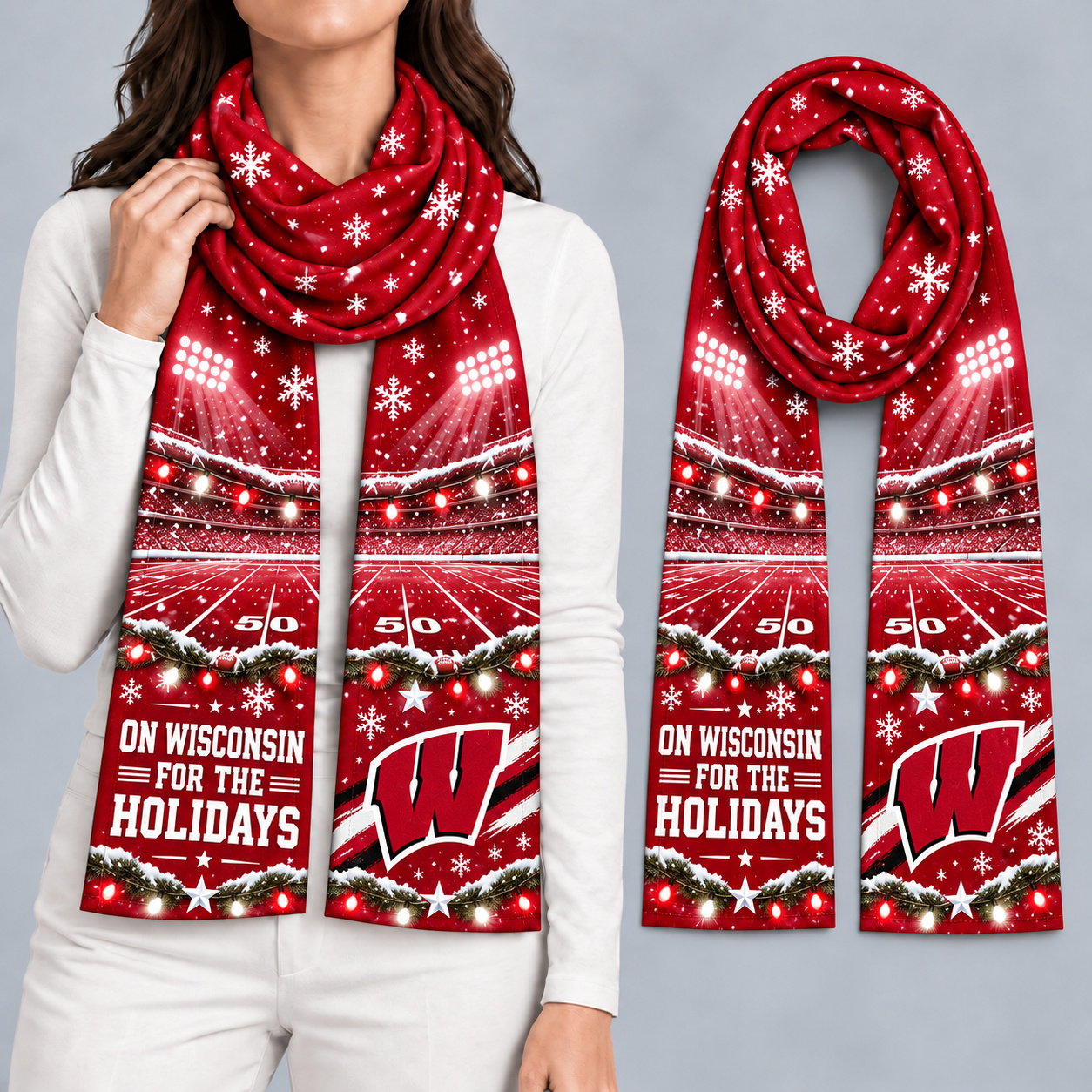 Wisconsin Badgers Women Christmas Scarf