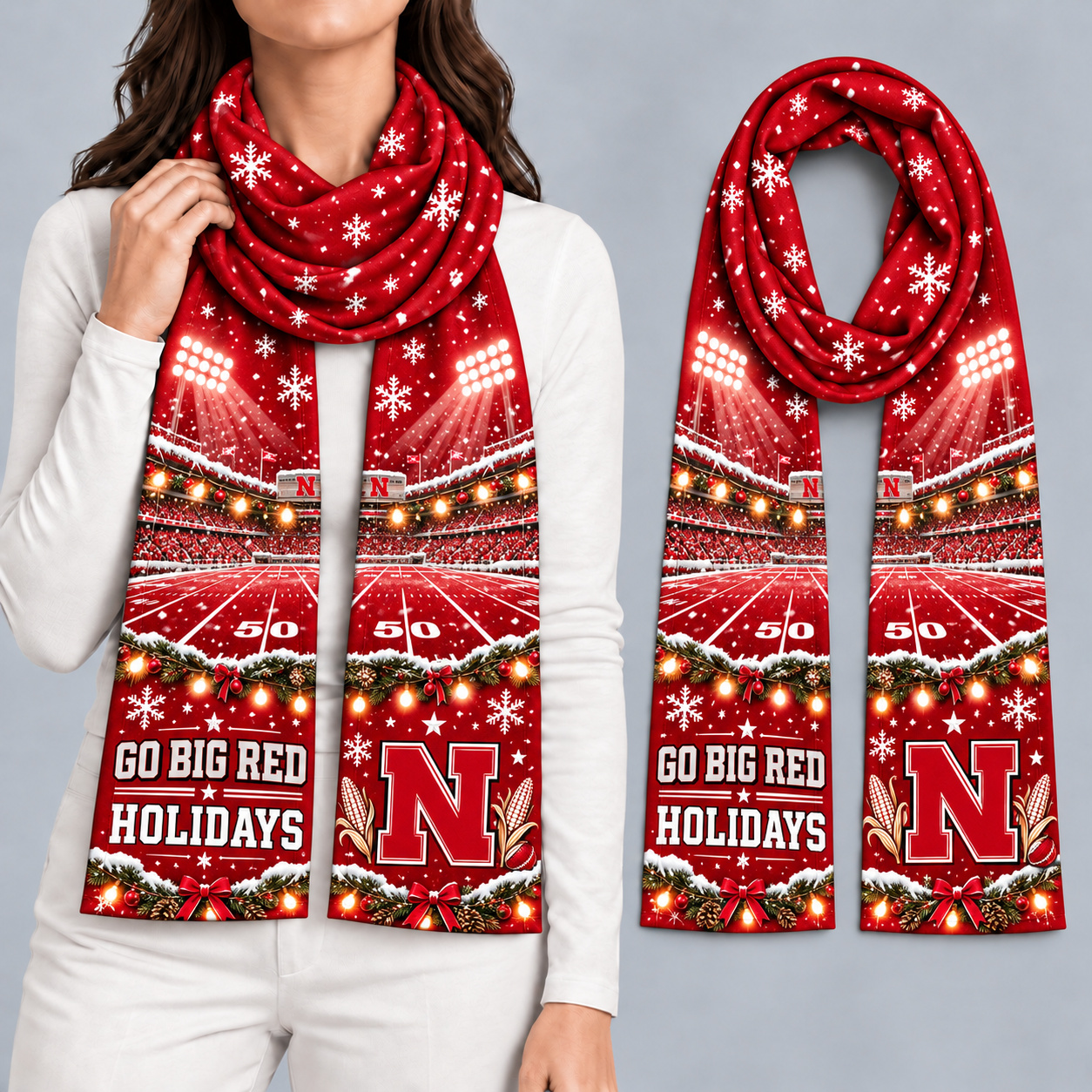 Nebraska Cornhuskers Women Christmas Scarf