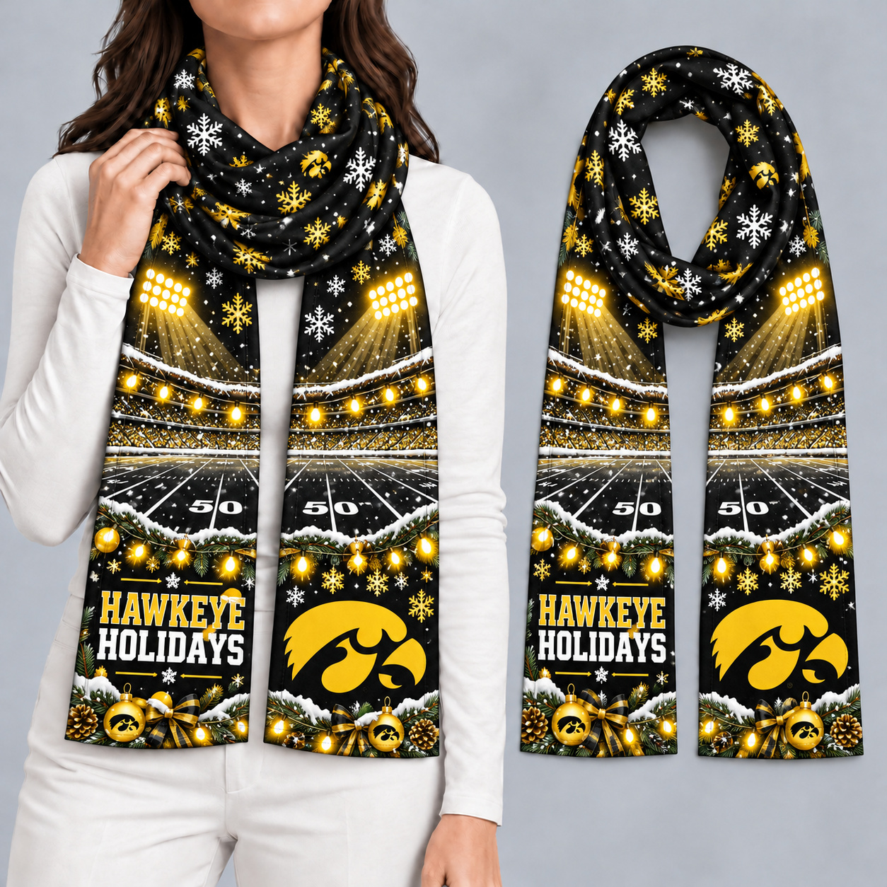 Iowa Hawkeyes Women Christmas Scarf