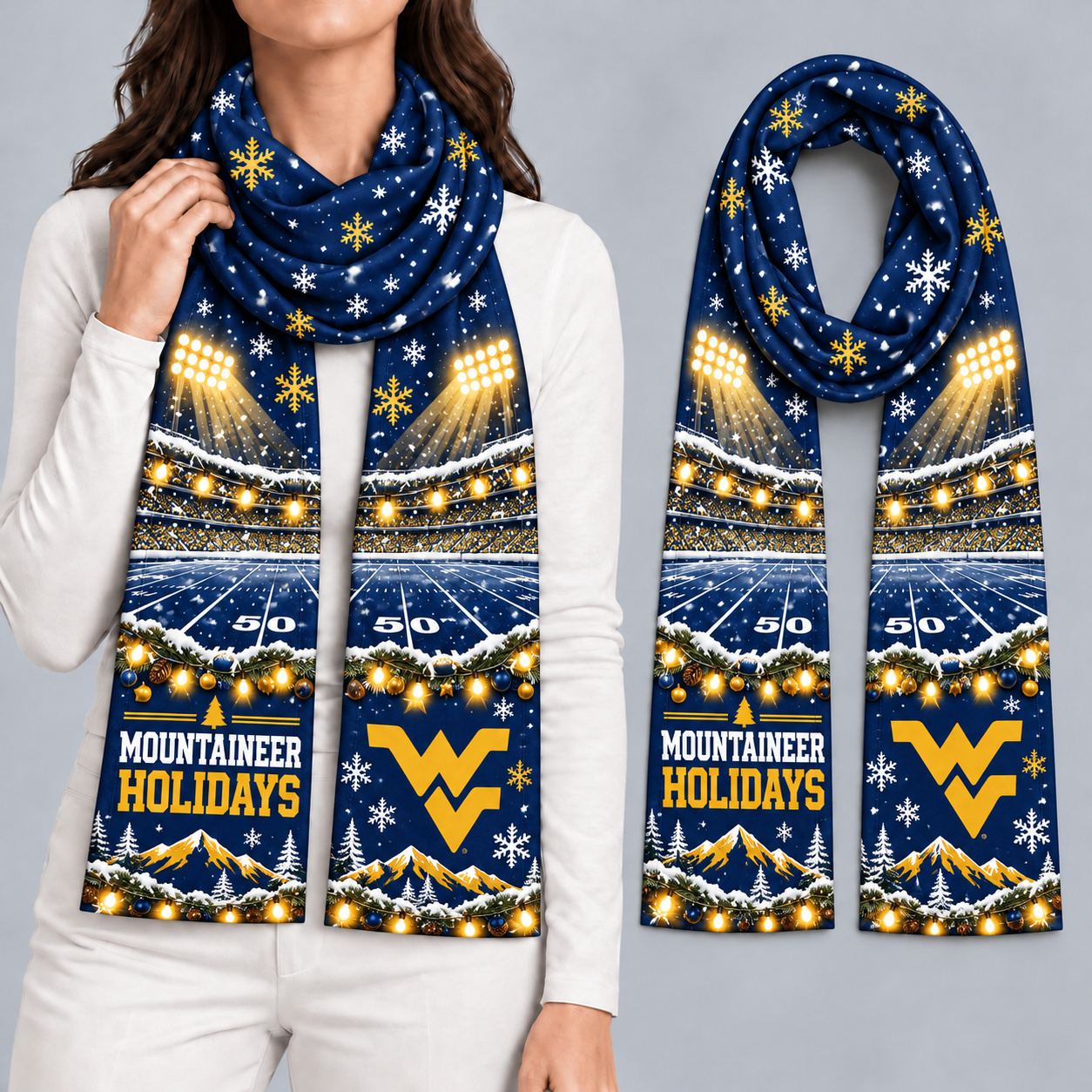 West Virginia Mountaineers Women Christmas Scarf