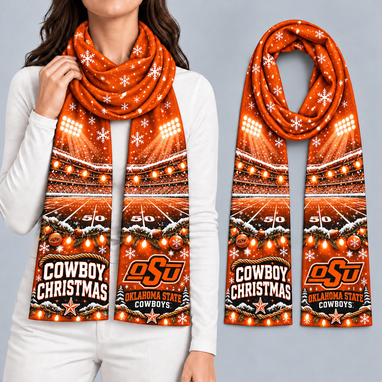 Oklahoma State Cowboys Women Christmas Scarf