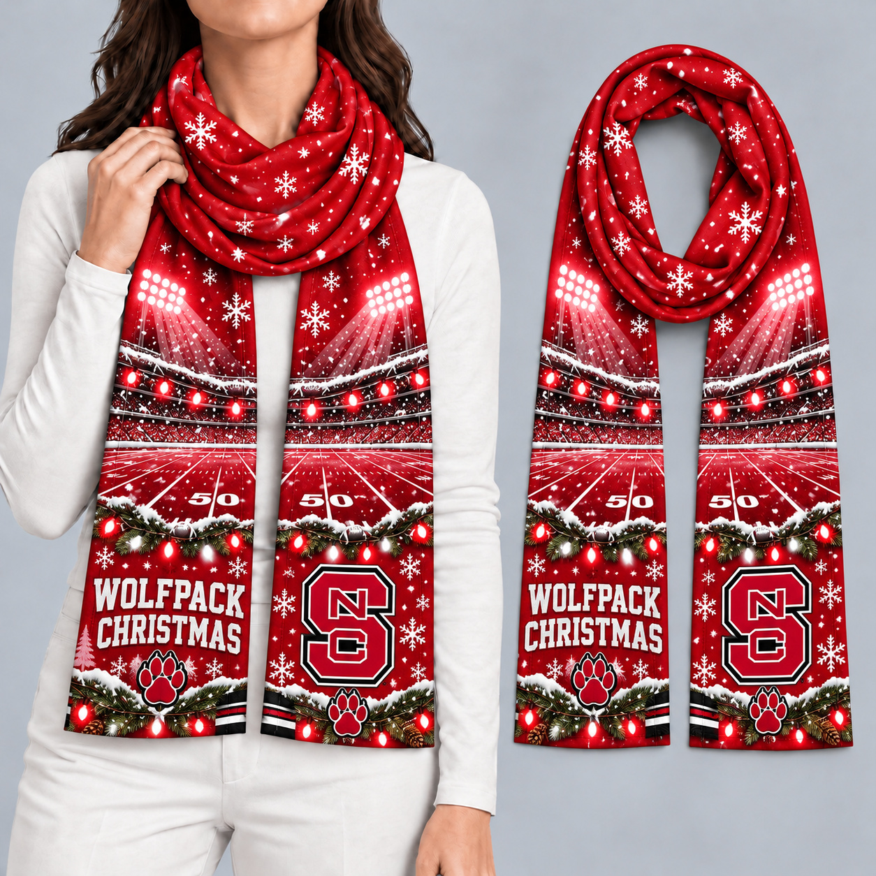 NC State Wolfpack Women Christmas Scarf