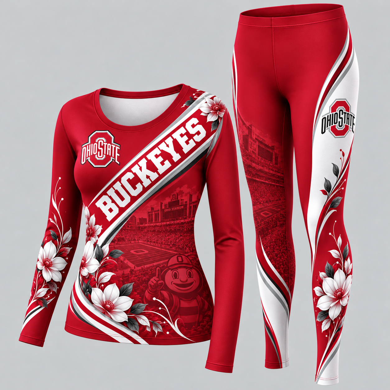 Ohio State Buckeyes Football Team Women's Long Sleeve Shirt & Leggings Set