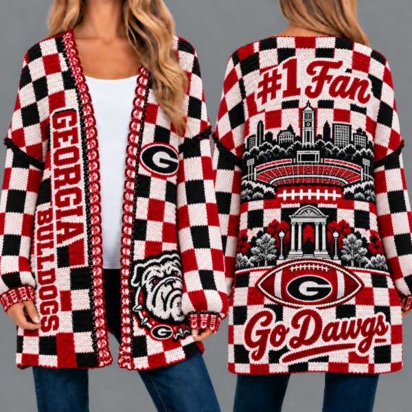 Georgia Bulldogs Football Checkered Knitted Cardigan