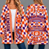 Clemson Tigers Football Checkered Knitted Cardigan