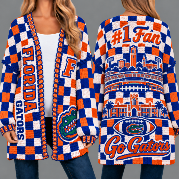 Florida Gators Football Checkered Knitted Cardigan