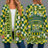 Oregon Ducks Football Checkered Knitted Cardigan