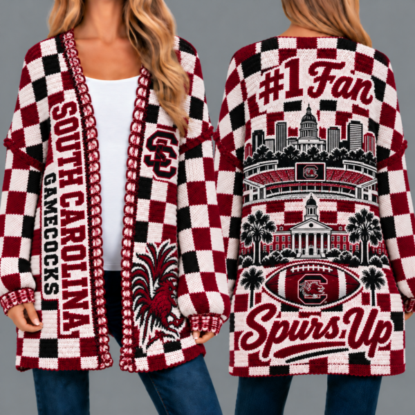 South Carolina Gamecocks Football Checkered Knitted Cardigan