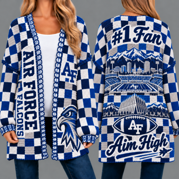 Air Force Falcons Football Checkered Knitted Cardigan