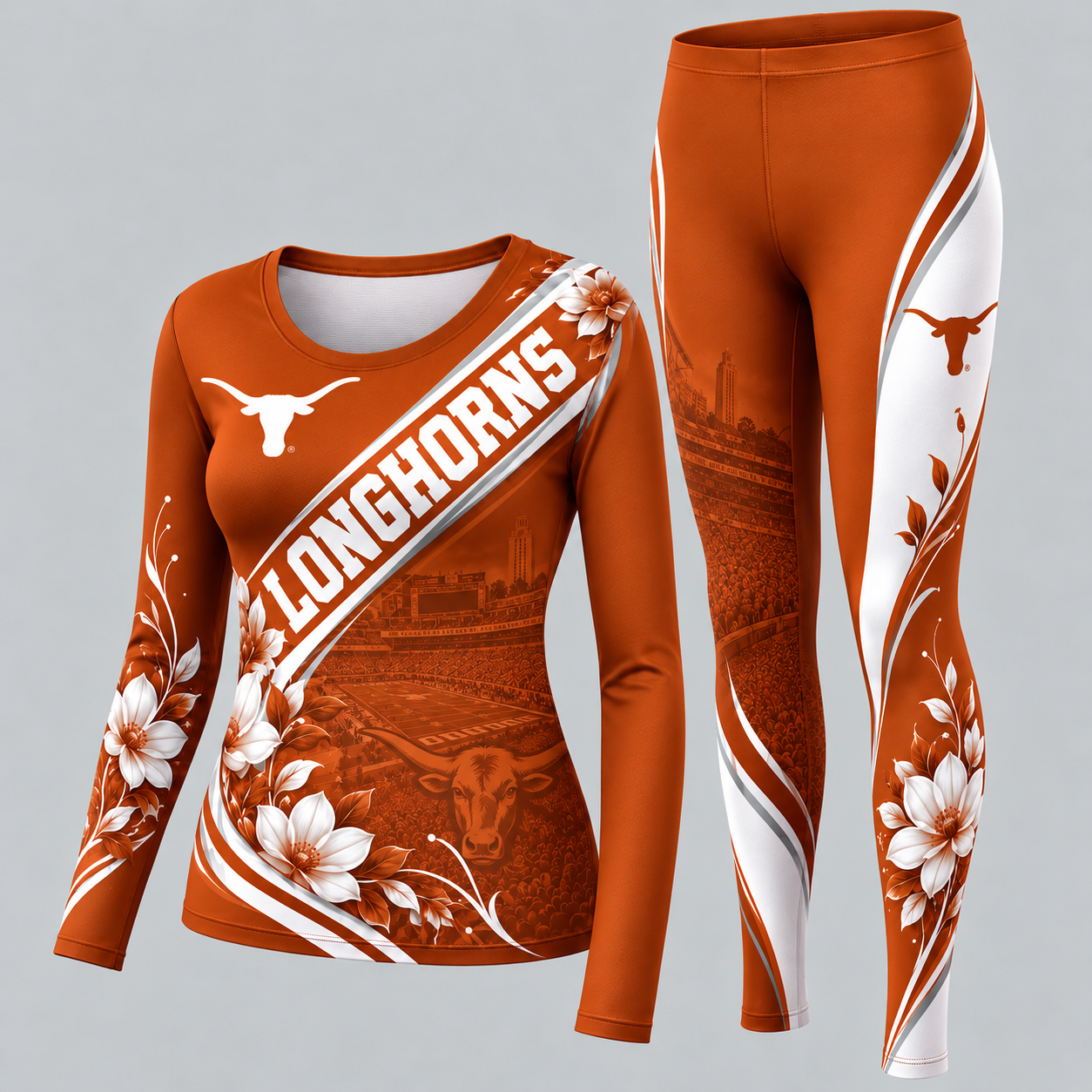 Texas Longhorns Football Team Women's Long Sleeve Shirt & Leggings Set