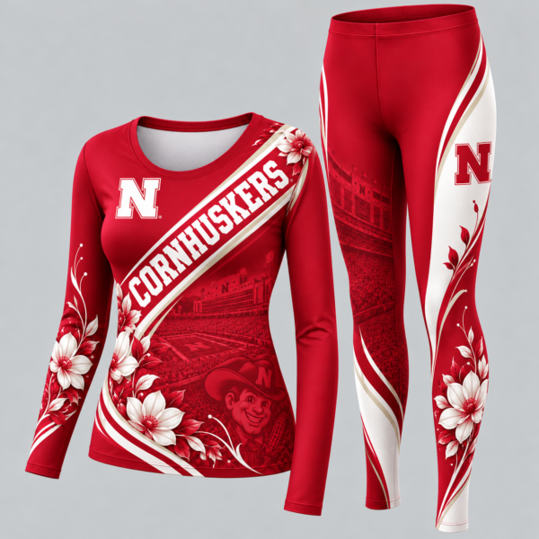Nebraska Cornhuskers Football Team Women's Long Sleeve Shirt & Leggings Set