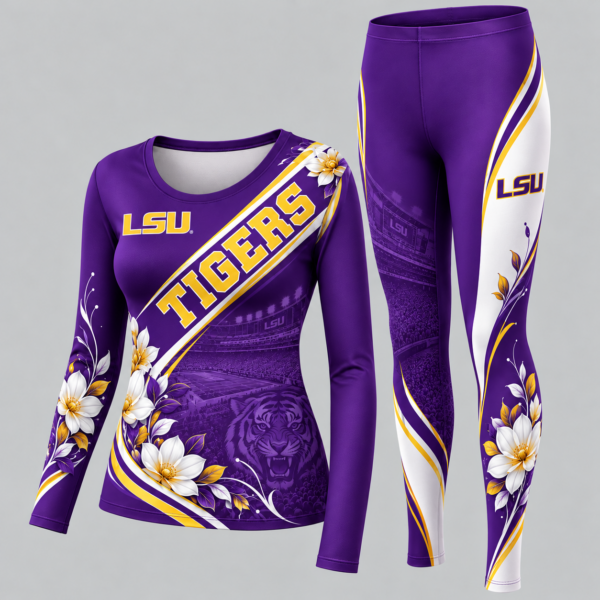 LSU Tigers Football Team Women's Long Sleeve Shirt & Leggings Set