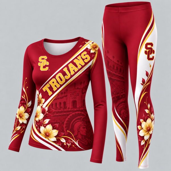 USC Trojans Football Team Women's Long Sleeve Shirt & Leggings Set