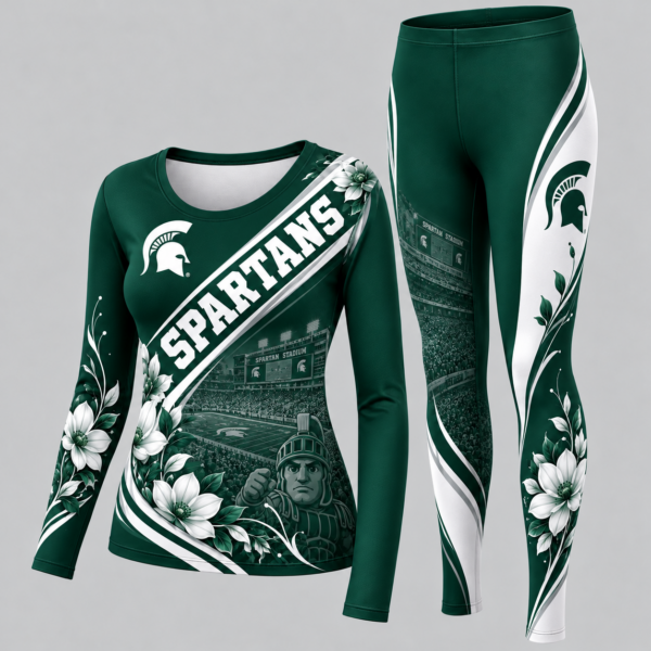 Michigan State Spartans Football Team Women's Long Sleeve Shirt & Leggings Set