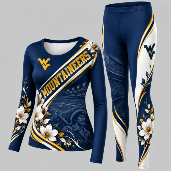 West Virginia Mountaineers Football Team Women's Long Sleeve Shirt & Leggings Set