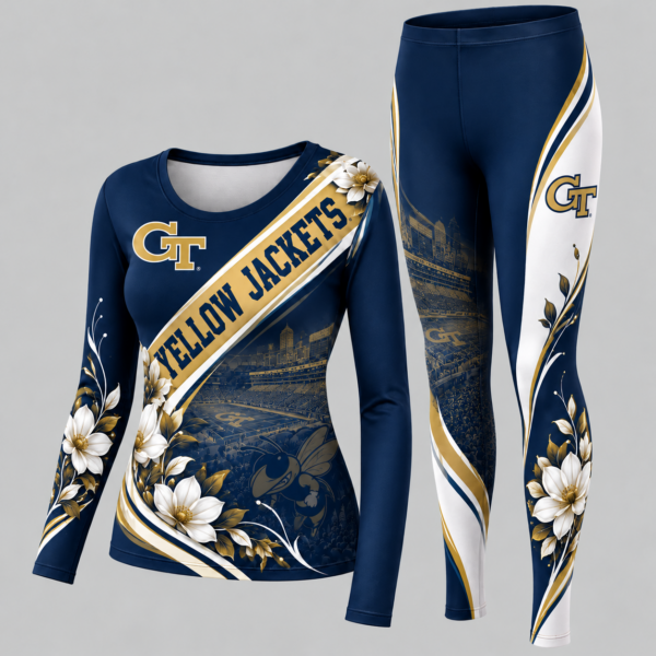 Georgia Tech Yellow Jackets Football Team Women's Long Sleeve Shirt & Leggings Set