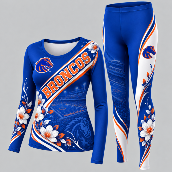 Boise State Broncos Football Team Women's Long Sleeve Shirt & Leggings Set