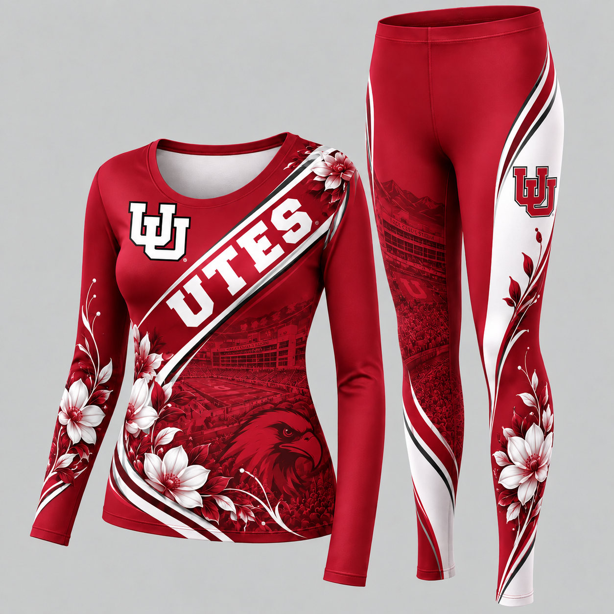 Utah Utes Football Team Women's Long Sleeve Shirt & Leggings Set