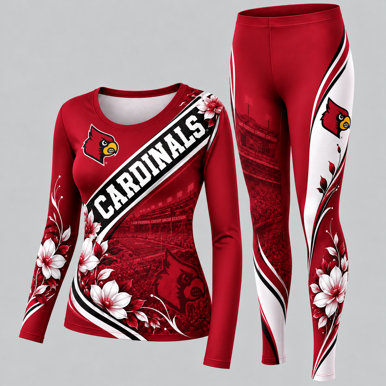 Louisville Cardinals Football Team Women's Long Sleeve Shirt & Leggings Set