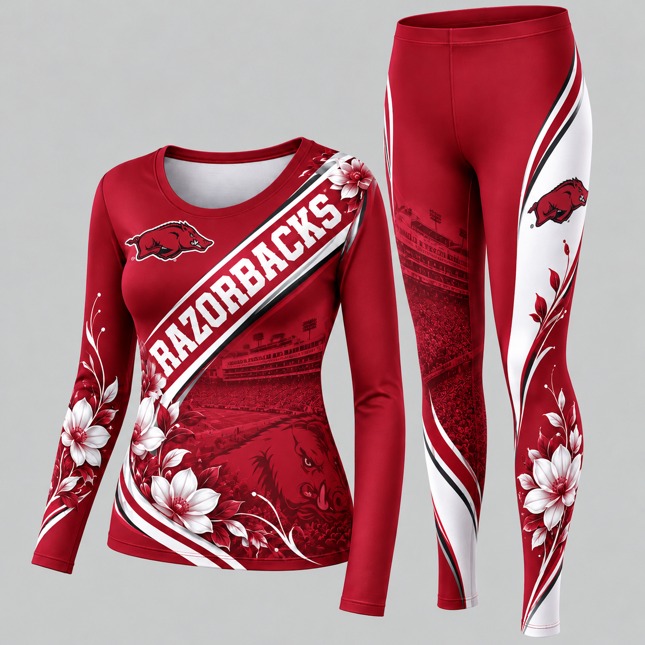 Arkansas Razorbacks Football Team Women's Long Sleeve Shirt & Leggings Set