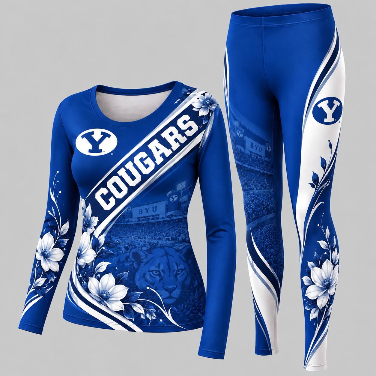 BYU Cougars Football Team Women's Long Sleeve Shirt & Leggings Set