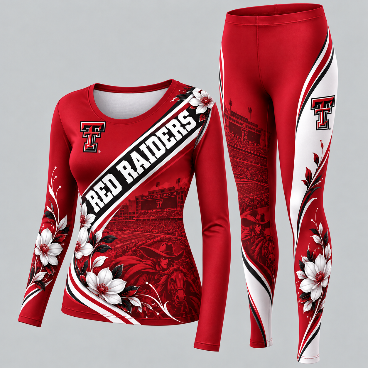 Texas Tech Red Raiders Football Team Women's Long Sleeve Shirt & Leggings Set